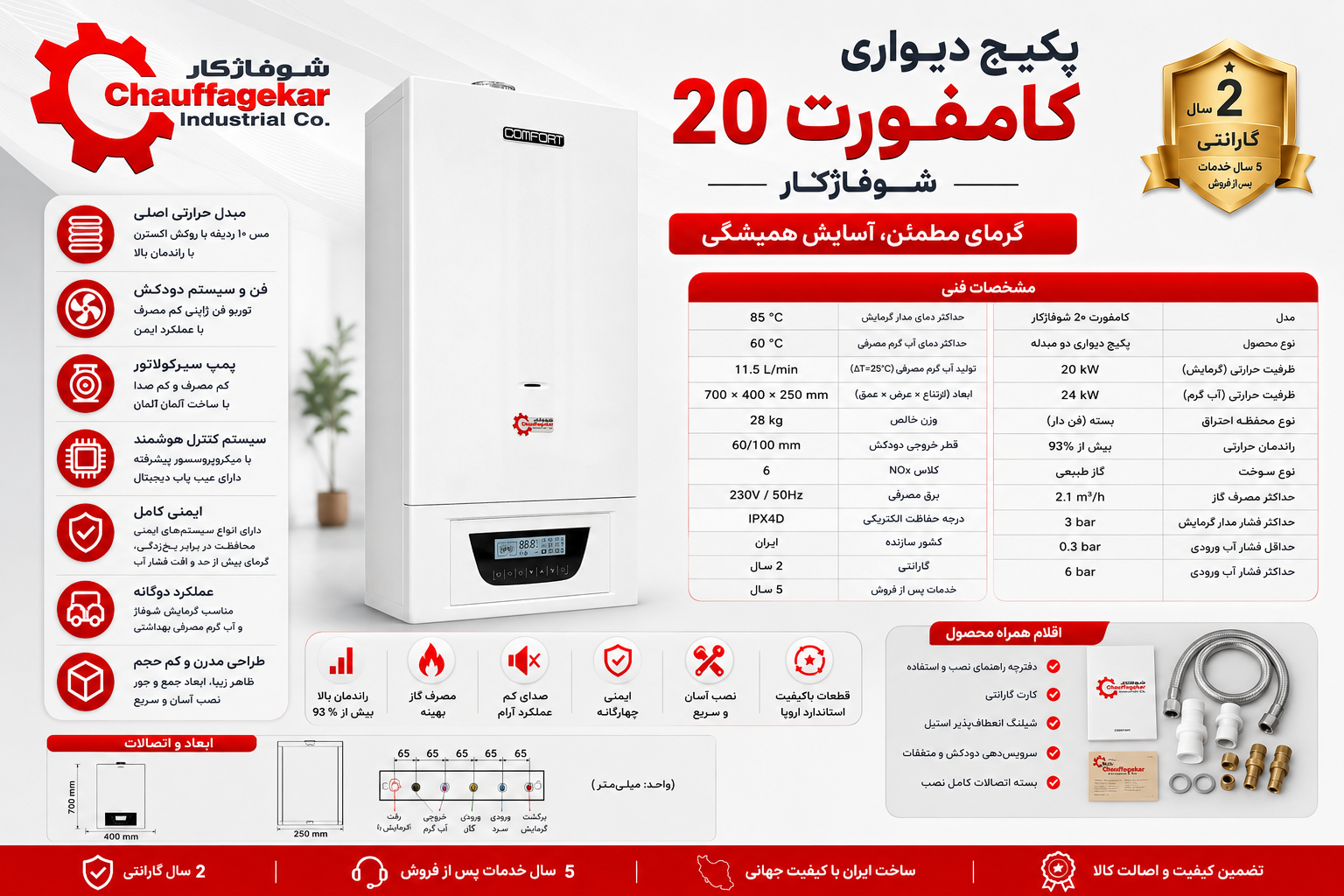 پکیج دیواری کامفورت 20 شوفاژکار