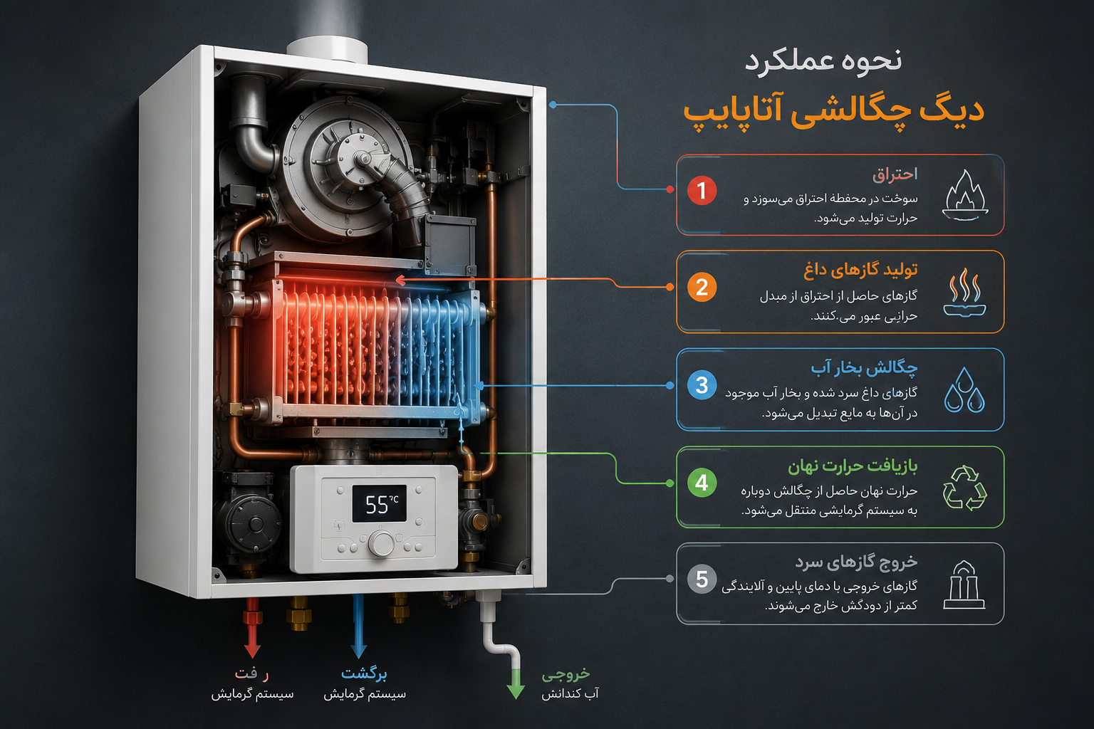 مشخصات دیگ چگالشی آتاپایپ